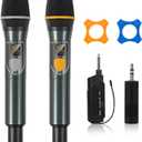 Wireless Microphones, Professional UHF Dual Microphones for Karaoke, Wireless Dynamic Microphone System Set with Rechargeable Receiver,Plug and Play, Speech, Wedding, Church, PA System