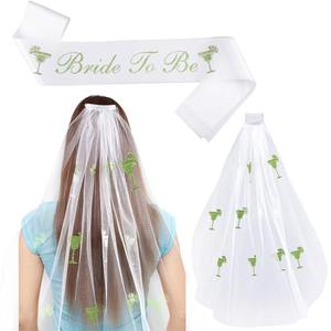 XunYee Margarita Bachelorette Decorations Bride to Be Sash and Veil Margs and Matrimony Party Gift for Bridal Shower Wedding Mexican Party Supply