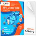 Printable Vinyl Sticker Paper - Waterproof Decal Paper for Inkjet Printer - 30 Self-Adhesive Sheets - Glossy White - Standard Letter Size 8.5"x11"
