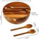 JOYMAY Salad Bowls Wood Salad Bowl Set with Lid 11.8 Inch Large Wooden Bowls Set Acacia Wood Serving-Bowl with Serving Utensils Bowl for Kitchen, Dining, Party