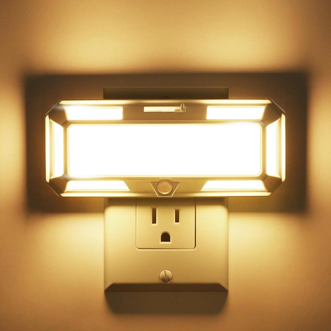 L LOHAS LED Bright Night Light, Night Lights Plug into Wall, LED Night Light, Dusk to Dawn Sensor, Dimmable Nightlight, Soft White 3000K for Bathroom, Hallway, Bedroom, Adults, Stairway