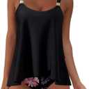 SUUKSESS Women Ruffle High Waisted Tankini Swimsuit Tummy Control Bathing Suit Medium