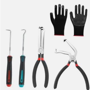 Electrical Disconnect Pliers Set, Straight Head & 60° Electrical Connector Pliers with 90° & 45° Oil Seal Hooks/Gloves, Professional Car Accessories Electricals Disconnect Tool