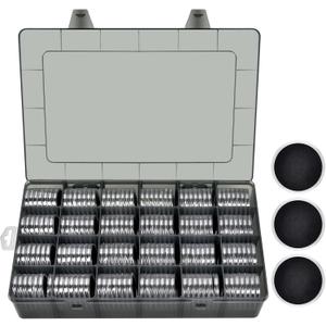 FULLCASE Coin Capsules 46mm with Foam Gasket and Plastic Storage Organizer Box, 6 Sizes (20/25/27/30/38/46 mm) Coins Collector Case Holder for Collection Supplies-168 Pieces (Grey)