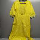Rayon Anarkali Indian Kurti For Women Summer Dress Kurta Pant With Dupatta Set Pakistani Kurta (Large, Yellow)