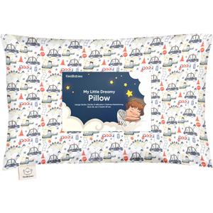 Toddler Pillow with Pillowcase - 13x18 My Little Dreamy Kids Travel Bed Pillows for Sleeping, Organic Cotton Small Pillowcase, Soft & Breathable, Machine Washable, Toddlers 2-5 years old (Dino Patrol)