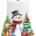 Snowman Paper Towel Holder Stand Christmas Kitchen and Bathroom Countertop Decor Waterproof Metal Paper Towel Rack Red Tissue Stand Set Funny Xmas Gifts for Party (Red, 12.2" L x 7" W)