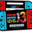 XIAOPNN Video Game 13th Birthday Party Invitation for Boys, 13 Years Old Kids Games Birthday Party Supplies, 30 Cards With 30 Envelopes (White)