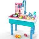 Play Kitchen Sink Toys, Blue Electric Dishwasher Playing Toy with Running Water, Play Food & Tableware Accessories, Kitchen Set Toys, Role Play Sink Set for Toddlers Kids Boys Girls