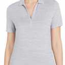 Callaway Womens Broken Stripe Ladies Golf Polo Shirt Moisture Wicking Fabric (Gray, M)