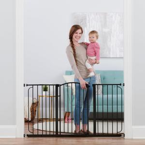 Regalo 58-Inch Easy Step Extra Tall Arched Dcor Walk Thru Baby Gate, Award Winning Brand, Includes 4-Inch Extension Kit, 4 Pack Pressure Mount Kit and 4 Pack Wall Mount Kit, Bronze (Black)