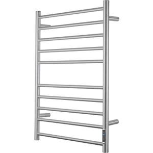 Heated Towel Racks for Bathroom, Wall Mounted Electric Towel Warmer Racks with Timer & Temperature Control, 10 Bar Stainless Steel Towel Heater for Bathroom, Brushed Silver, Plug-in