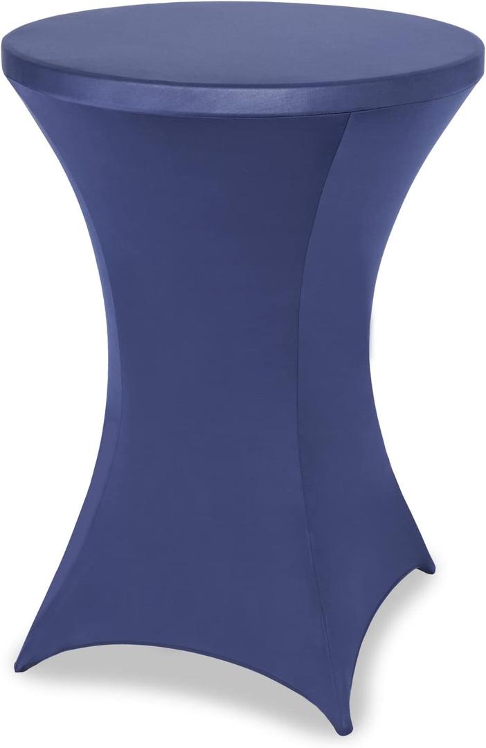 FestiCorp Spandex Table Cover, Cocktail Fitted Tablecloths, Round Highboy Stretch Table Covers Cloths for Party, DJ, Wedding, Birthday, Banquet, Navy Blue, 30"-32" Diameter x 40"-43" Height