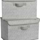 GRANNY SAYS Closet Storage Bins, Storage Boxes with Lids, Clothes Organizing Bins, Lidded Baskets for Toys, Clothing, Gray, Extra Large, 2-Pack