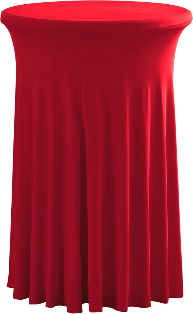 iEventStar 30 inches 32" Highboy Cocktail Round Stretch Spandex Table Cover Table Skirt High Top Tablecloth (30" - 32" x 43", Red)