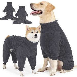 Fleece Dog Sweater for Small Medium Large Dog for Run Walk Sleep Pet Winter Jacket & Windproof Clothes Coat Large Grey, L