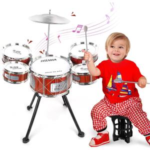 Toy Drum Kit for Kids 3-5 Toddler Rock Drum Set with 5 Drums Musical Instrument Toys for 3 4 5 Year Old Boys Girls Gifts 4-6