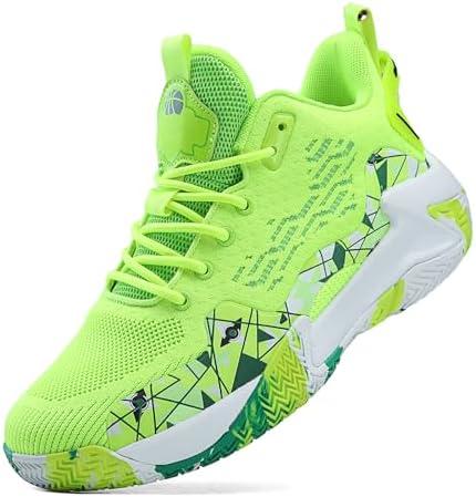 SANEARDE Mens Basketball Shoes High Top Breathable Non Slip Outdoor Sneakers Cushioning Workout Shoes for Fitness, Size 42