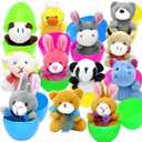 CH HAICHENG 12PCS Filled Easter Eggs with Plush Animal Toys Inside, Prefilled Easter Eggs for Easter Eggs Hunt, Easter Basket Stuffers Fillers, Easter Classroom Prize Supplies