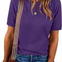 RUMIA Short Sleeve Sweaters for Women Summer Lightweight Loose Business Casual Tops (Purple, XL)