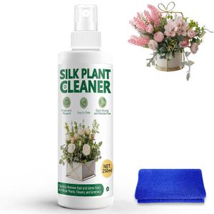 8.5 Oz Silk Plant Cleaner, Silk Flower Cleaner Spray no Wipe, Artificial Plant Cleaner, Quick-Drying and Streak-Free, Instantly Restores Shine, Suitable for Artificial Plants and Flowers