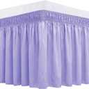 Biscaynebay Wrap Around Bed Skirts for King & Cal King Beds 18" Drop, Lavender Adjustable Elastic Dust Ruffles Easy Fit Wrinkle Resistant Silky Luxurious Fabric Machine Washable