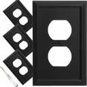Wall Plate, Duplex Outlet Covers, Matte Black Light Switch Cover - Natural Bamboo Fiber Electrical Outlet Cover Plate Variety of 13 Styles Decorator/Duplex/Toggle/Combo (1 Gang Duplex 4 Pack)