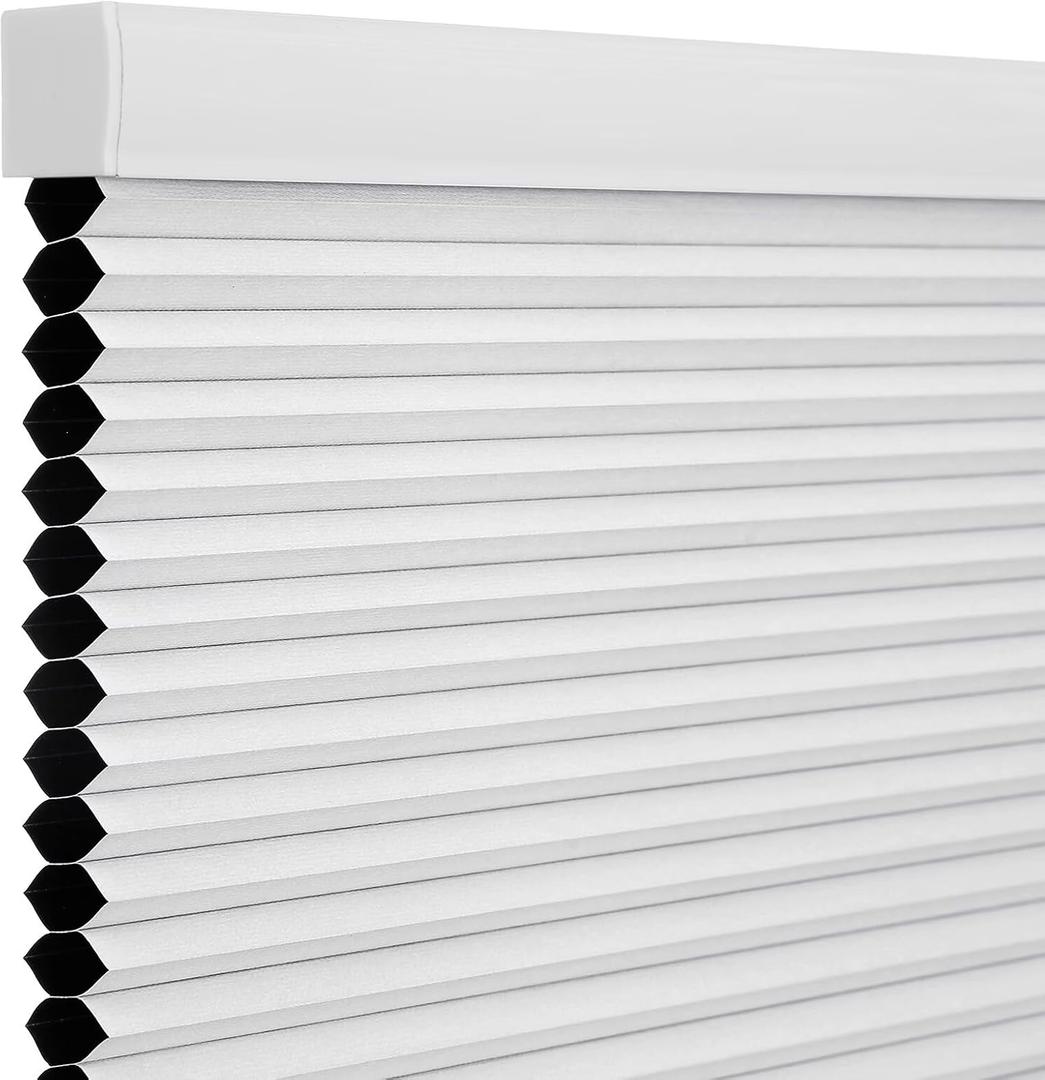 Changshade Blackout Cordless Cellular Shades for Windows,Honeycomb Blinds with Thermal Insulation,UV Protection,Child Safe,Privacy Light Control,Easy to Install28" W x 72" H,White