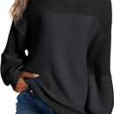 Dokotoo Women's Casual Long Sleeve Sweaters Loose Crewneck Knit Solid Pullover Sweater Jumper Tops (XX-Large, Black)