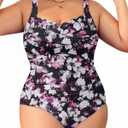 Aqua Eve Womens Plus Size One Piece Swimsuit- Tummy Control Bathing Suit Full Coverage Swimwear (Purple Floral)