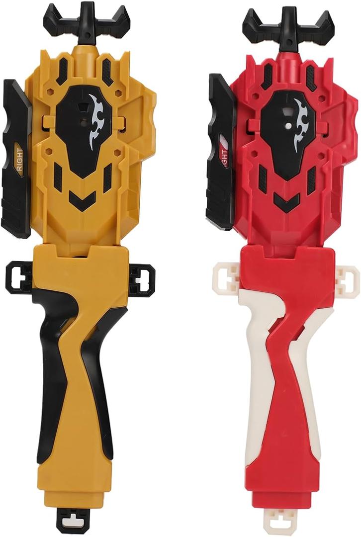 2 Pack String Launchers and Grips, Battling Burst Launcher, Left/Right Spin, Only Compatible with Burst, Two Launch Modes Gyros(Golden+Red)