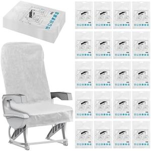 Tebery 20 Pack Disposable Airplane Seat Covers, Portable Non-Woven Car Seat Cover for Travel, Individually Wrapped Public Seat Protector for Train, Bus, Movie Theatre, Rental Car, Chair