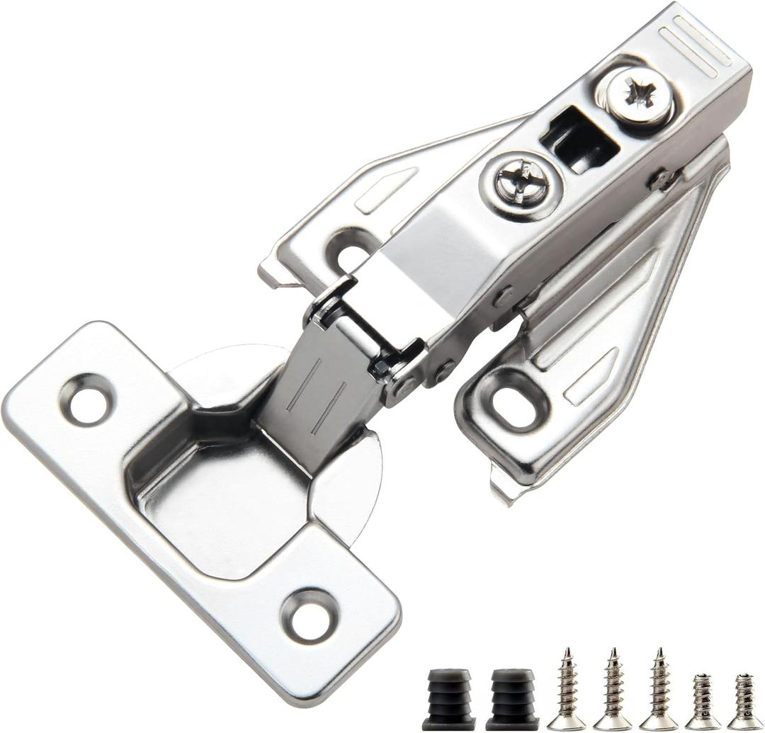 10 Pack Full Overlay Face Frame Soft Close Concealed Hinges for Kitchen Cabinet Door, Clip On, 3 Way Adjustability, 105 Degree