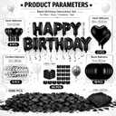 Black Happy Birthday Balloons Decorations Letters Balloons Banner, 16"