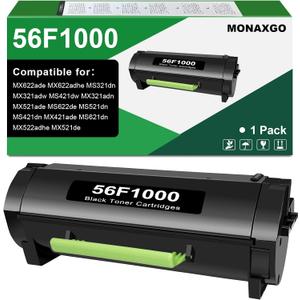 56F1000 Black Toner Cartridge Compatible for Lexmark MS621 Toner 56F1000 Toner Cartridge for MS321 MS421 MS521 MS621 MS622 MX321 MX421 MX521 MX522 MX622 Laser Printer High Yield 6,000 Pages 1 Pack