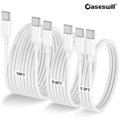 3-Pack Grey [3.3FT+6.6FT+10FT] 60W USB C to USB C Cable, Type C Fast Charging Cable for iPhone Air 17 16e 16 15 Pro Plus Pro Maxï¼Œfor Galaxy S25, for iPad Pro/Air/mini, for MacBook Pro/Air and More