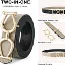 Earnda Women's Reversible Leather Belts for Jeans Pants Fashion Ladies Dress Belt with Gold Buckle 1.1" Width (Small: 27"-29" (Pant 4-6), A_black&beige)