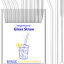 8-Pack Reusable Glass Straw,Size 8.5''x10 MM,Including 4 Straight and 4 Bent with 2 Cleaning Brush- Perfect For Smoothies, Tea, Juice
