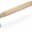 Goo-Ki Champagne Bronze Reeded Cabinet Pulls – 6 Pack 5 Inch Modern Textured Drawer Handles with Fluted Grip & Round Rosette Base, Industrial Luxury Matte Gold Hardware for Kitchen & Wardrobe