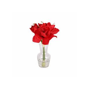 Silk Amaryllis in Glass Vas