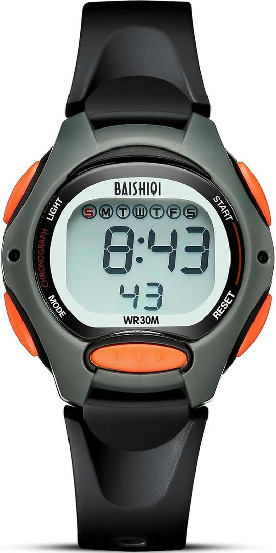 Kids Watch Digital for Girls Boys Teenagers Sport Outdoor Waterproof Analog Watch for Children with Silicone Band Stopwatch with EL Backlight/Timer/Alarm/Date