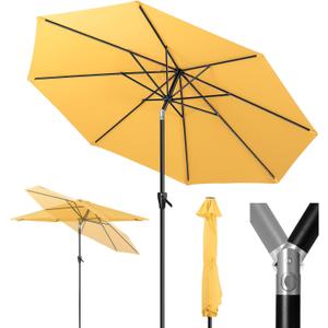 Tempera Patio Market Outdoor Table Umbrella with Push Button Tilt and Crank, Large Sun Umbrella with Sturdy Pole & Fade Resistant Canopy, Easy to Set