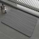 Fast Drying Stone Bath Mats for Bathroom, Non-Slip Diatomaceous Earth Bath Mat, Super Absorbent Bath Mat Stone Dark Gray Wave, 1'3" x 1'11"