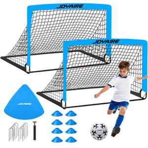 Pro-Grade Kids Backyard Soccer Goal, Tear-Resistant 5-Layer Polyester Soccer Net & 10mm Poles for Maximum Durability, 4x3ft/6x4ft/7x5ft, Pop Up Portable Soccer Training Equipment Set with Size 4 Ball