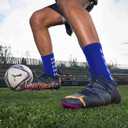 Ultrafun 5 Pairs Mens Grip Soccer Socks Non Slip Cushioned Crew Football Sports Socks (Blue)