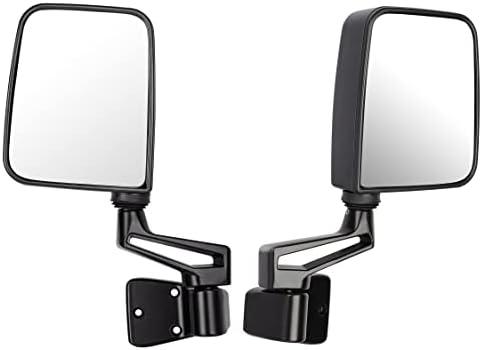 Passenger+Driver Side View Mirror Black Pair Side Mirror Replacement fit for 1987 1988 1989 1990 1991 1992 1993 1994 1995 1997 1998 1999 2000 2001 2002 for Jeep Wrangler with Manual Folding