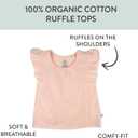 HonestBaby Baby 3 Pack Sleevelss Ruffle Shoulder Tops 100% Organic Cotton for Baby Girls (5T, White Peach Blossom Floral)