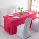Fitted Spandex Table Skirt Table Cover Rectangle Tablecloth (Fuchsia, 8ft)