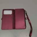 Defencase for iPhone 17 Pro Max Case Wallet with RFID Blocking Card Holder for Women and Men, Fashion PU Leather Magnetic Snap Flip Zipper Strap Wallet Phone Case for iPhone 17 Pro Max 6.9", Wine Red