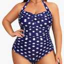 Yonique Plus Size Bathing Suit for Women One Piece Swimsuit Tummy Control Halter Tops for Women Swimwear, 20W